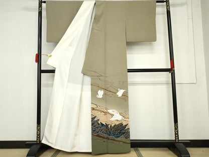 平和屋着物●本加賀友禅作家　木村州宏　色留袖　白鷺に松　暈し染め　正絹　逸品　AABM8151cs