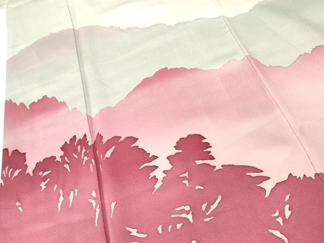 平和屋着物●巨匠　前田華清　手描き　色留袖　遠山風景シルエット　暈し染め　正絹　逸品　AABM8156cs