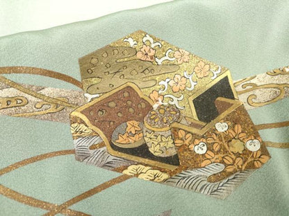 平和屋着物●青木宗山　色留袖　花文箱　暈し染め　金彩　正絹　逸品　AABM8159cs
