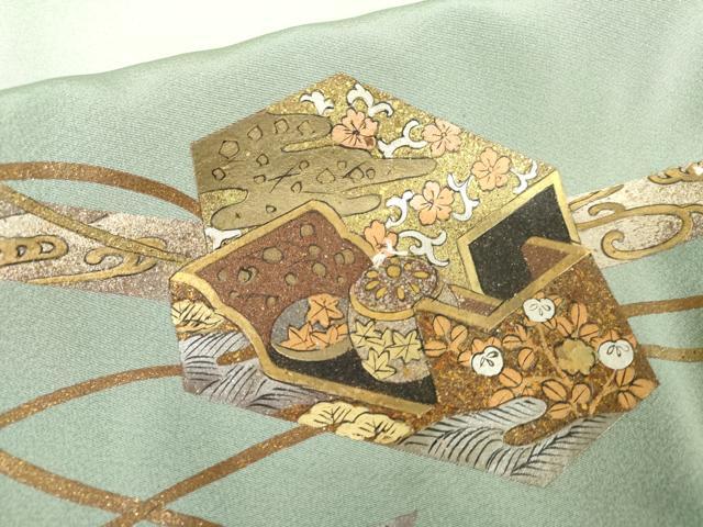 平和屋着物●青木宗山　色留袖　花文箱　暈し染め　金彩　正絹　逸品　AABM8159cs