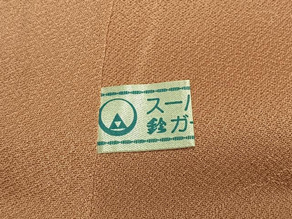 平和屋着物●本草木染作家　瑞寶　色無地　舞蝶舞桜芝地紋　一斤染色　鈴乃屋扱い　正絹　逸品　未使用　AABM8164fy