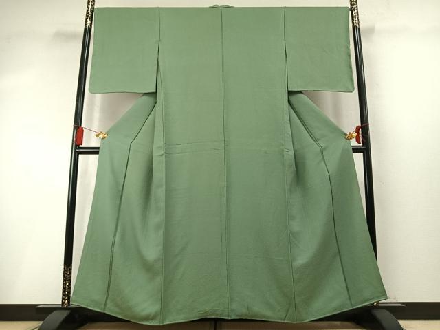 平和屋着物●上質な色無地　紋意匠　柳染色　正絹　逸品　未使用　AABM8165fy