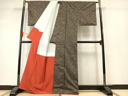 平和屋着物●本場大島紬　7マルキ　幾何学文様　正絹　逸品　未使用　AABM8167fy