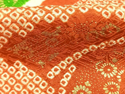 平和屋着物●豪華振袖　絞り　立波花文　金彩　正絹　逸品　AABM8171fy