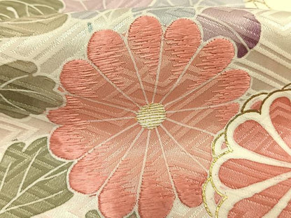 平和屋着物●豪華振袖　刺繍　草花文　暈し染め　金糸　金彩　正絹　逸品　AABM8172fy