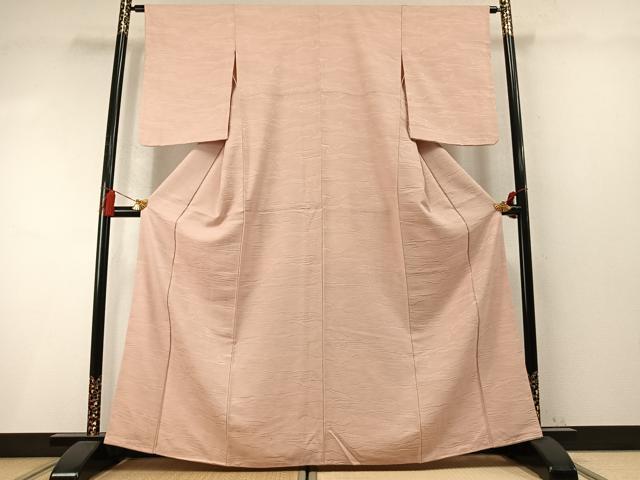 平和屋着物●上質な色無地　流水樹林地紋　洗柿色　正絹　逸品　AABM8176fy