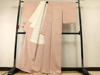 平和屋着物●上質な色無地　流水樹林地紋　洗柿色　正絹　逸品　AABM8176fy