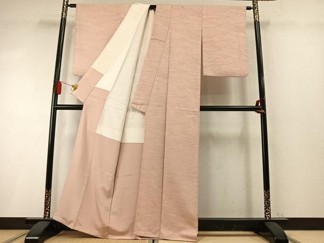 平和屋着物●上質な色無地　流水樹林地紋　洗柿色　正絹　逸品　AABM8176fy