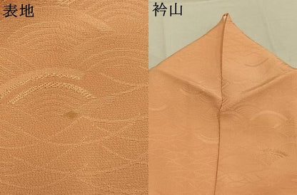 平和屋着物●上質な色無地　扇地紋　洒落柿色　正絹　逸品　AABM8178fy