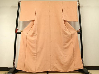 平和屋着物●上質な色無地　扇地紋　洒落柿色　正絹　逸品　AABM8178fy