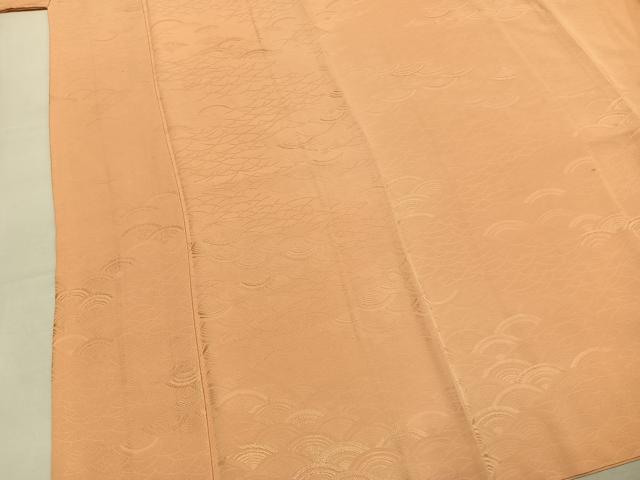 平和屋着物●上質な色無地　扇地紋　洒落柿色　正絹　逸品　AABM8178fy