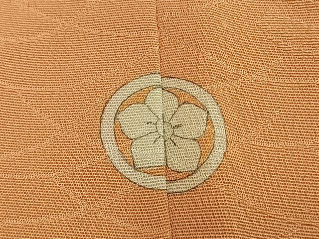 平和屋着物●上質な色無地　扇地紋　洒落柿色　正絹　逸品　AABM8178fy