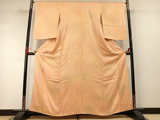 平和屋着物●上質な小紋　青海波地紋　暈し染め　正絹　逸品　AABM8180fy