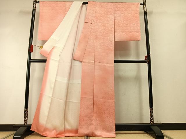 平和屋着物●上質な小紋　青海波地紋　暈し染め　正絹　逸品　未使用　AABM8181fy
