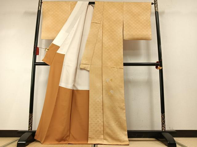 平和屋着物●訪問着　刺繍　扇　正絹　逸品　AABM8184fy