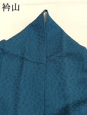平和屋着物●上質な色無地　花尽くし地紋　藍色　正絹　逸品　AABM8189fy
