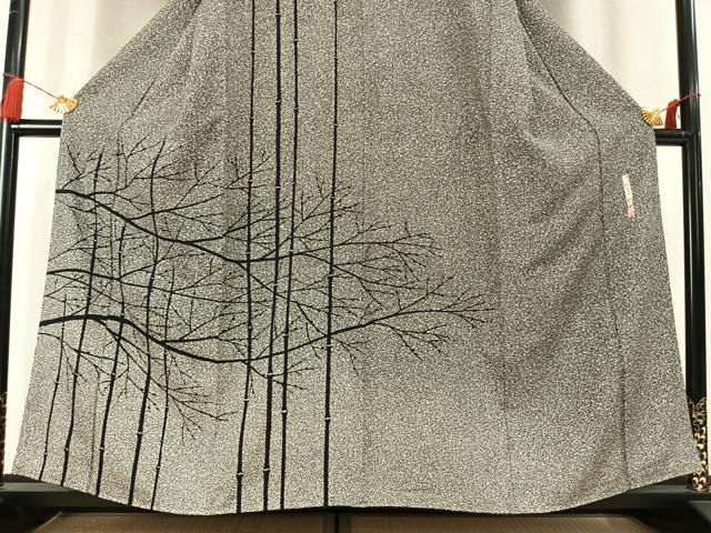 平和屋着物●二代目 川村久太郎　訪問着　樹林文　たたき染め　正絹　逸品　AABM8190fy