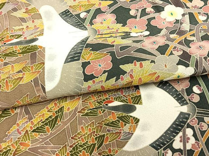 平和屋着物●本加賀友禅作家　百貫華峰　黒留袖　飛鶴枝梅松文　正絹　逸品　未使用　AABM8191fy