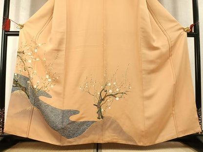 平和屋着物●訪問着　刺繍　枝梅流水文　金銀彩　正絹　逸品　AABM8195fy
