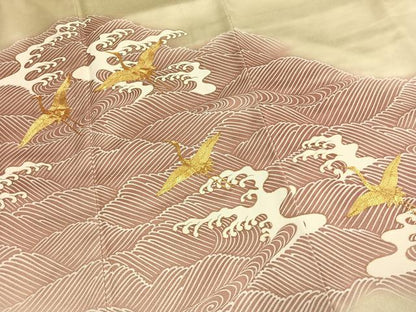 平和屋着物●豪華色留袖　駒刺繍　飛鶴立波文　暈し染め　金彩　正絹　逸品　AABM8197fy