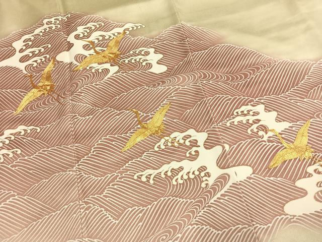 平和屋着物●豪華色留袖　駒刺繍　飛鶴立波文　暈し染め　金彩　正絹　逸品　AABM8197fy