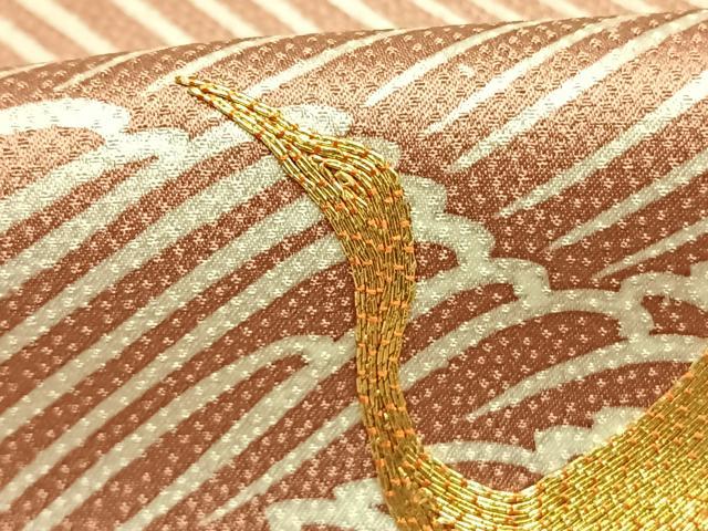 平和屋着物●豪華色留袖　駒刺繍　飛鶴立波文　暈し染め　金彩　正絹　逸品　AABM8197fy
