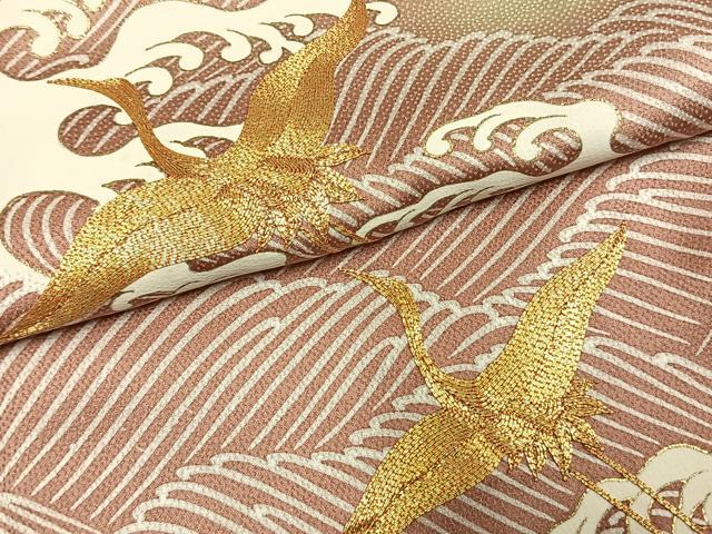 平和屋着物●豪華色留袖　駒刺繍　飛鶴立波文　暈し染め　金彩　正絹　逸品　AABM8197fy