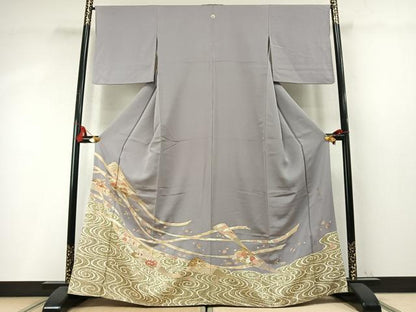 平和屋着物●豪華色留袖　作家物　松竹梅　扇面花文　金彩　正絹　逸品　AABM8199fy