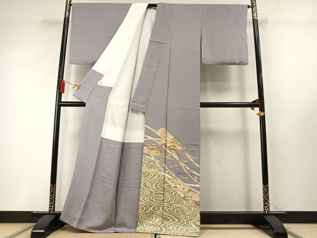 平和屋着物●豪華色留袖　作家物　松竹梅　扇面花文　金彩　正絹　逸品　AABM8199fy
