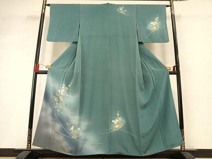 平和屋着物●訪問着　草花文　暈し染め　金彩　正絹　逸品　AABM8200fy