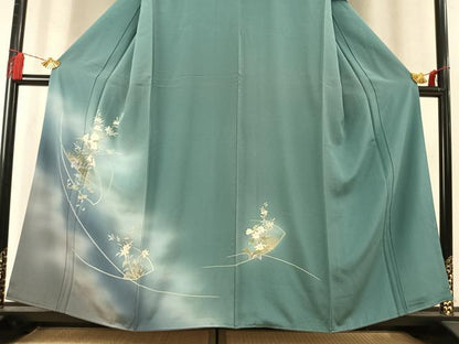 平和屋着物●訪問着　草花文　暈し染め　金彩　正絹　逸品　AABM8200fy