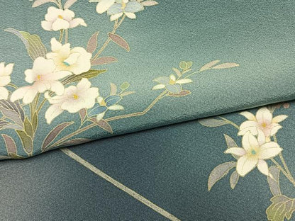 平和屋着物●訪問着　草花文　暈し染め　金彩　正絹　逸品　AABM8200fy