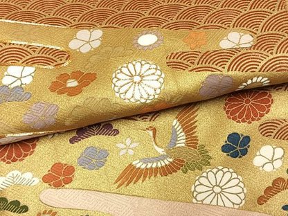 平和屋着物●豪華色留袖　作家物　駒刺繍　霞取り飛鶴花松文　金彩　正絹　逸品　AABM8205fy