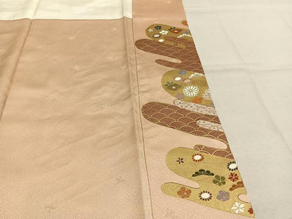 平和屋着物●豪華色留袖　作家物　駒刺繍　霞取り飛鶴花松文　金彩　正絹　逸品　AABM8205fy