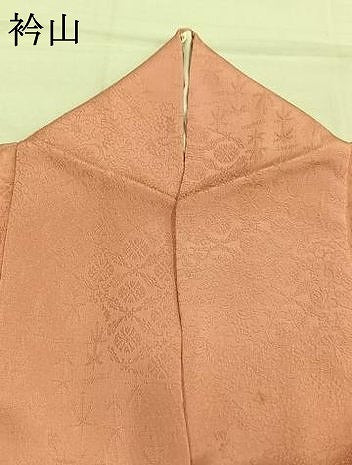 平和屋着物●上質な色無地　花唐草地紋　珊瑚色　正絹　逸品　AABM8207fy