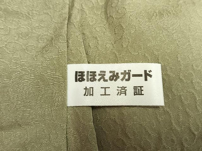 平和屋着物●上質な色無地　花唐草地紋　珊瑚色　正絹　逸品　AABM8207fy