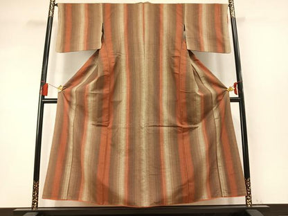 平和屋着物●上質な紬　間道　正絹　逸品　AABM8208fy