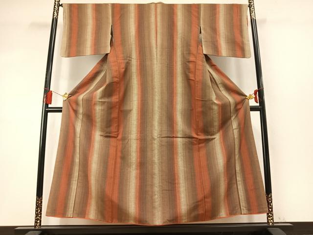 平和屋着物●上質な紬　間道　正絹　逸品　AABM8208fy