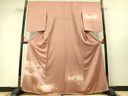 平和屋着物●訪問着　扇面花文　暈し染め　金彩　正絹　逸品　AABM8214fy