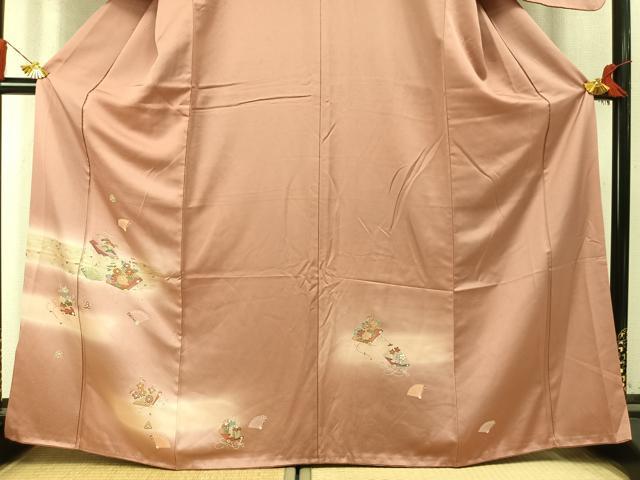 平和屋着物●訪問着　扇面花文　暈し染め　金彩　正絹　逸品　AABM8214fy