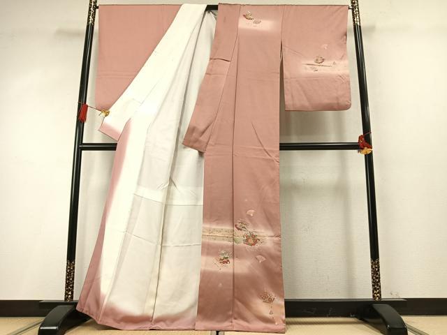 平和屋着物●訪問着　扇面花文　暈し染め　金彩　正絹　逸品　AABM8214fy