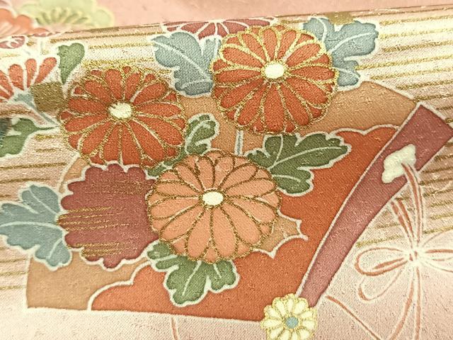 平和屋着物●訪問着　扇面花文　暈し染め　金彩　正絹　逸品　AABM8214fy