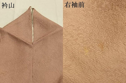 平和屋着物●上質な色無地　花唐草地紋　赤白橡色　正絹　逸品　AABM8215fy