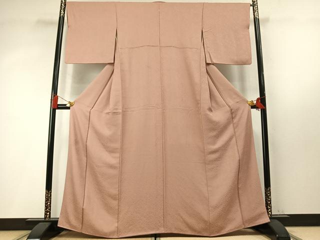 平和屋着物●上質な色無地　花唐草地紋　赤白橡色　正絹　逸品　AABM8215fy