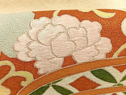 平和屋着物●訪問着　刺繍　雪輪重ね笹文　金彩　正絹　逸品　AABM8218fy