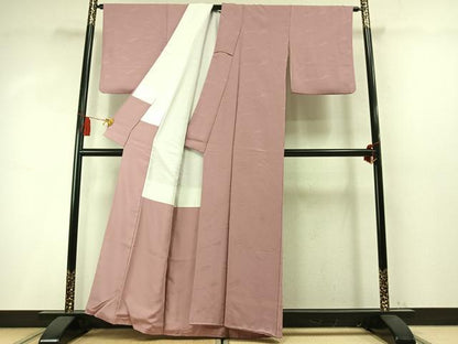平和屋着物●上質な色無地　立波地紋　鴇浅葱色　正絹　逸品　AABM8219fy