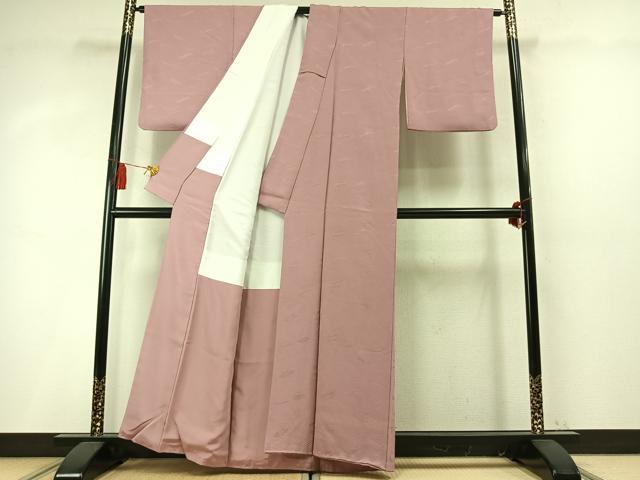 平和屋着物●上質な色無地　立波地紋　鴇浅葱色　正絹　逸品　AABM8219fy