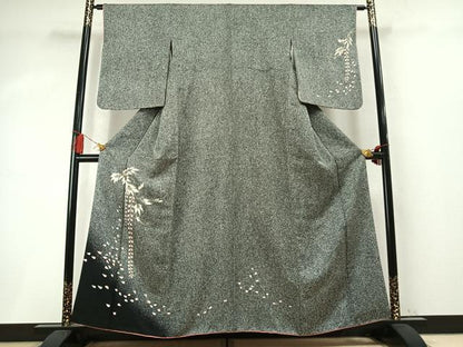 平和屋着物●訪問着　刺繍　草花文　たたき染め　金彩　鈴乃屋扱い　正絹　逸品　AABM8220fy