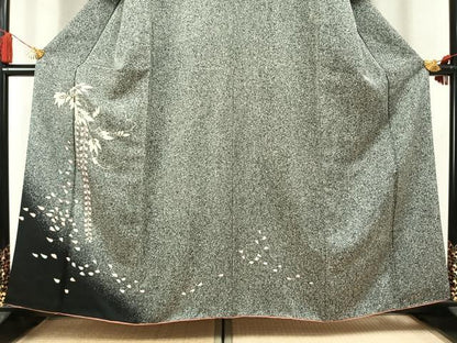 平和屋着物●訪問着　刺繍　草花文　たたき染め　金彩　鈴乃屋扱い　正絹　逸品　AABM8220fy