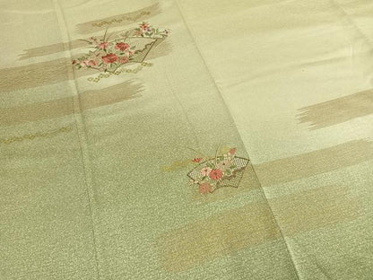 平和屋着物●中国三大刺繍　スワトウ刺繍　汕頭刺繍　総刺繍　訪問着　地紙花文　暈し染め　金糸　金彩　正絹　逸品　AABM8223fy